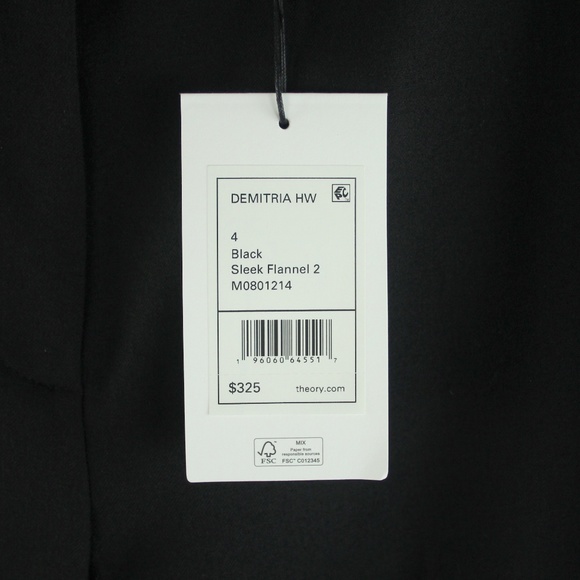 Theory Demitria HW Black Sleek Flannel 2 Wool Flared High Waist Pants 4 - Picture 6 of 6